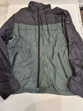 RVCA Men's Olive Green and Black Windbreaker Jacket